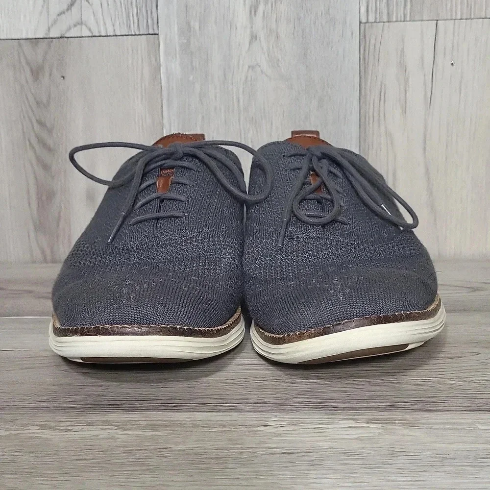Cole Haan Original Grand Grey‎ Fabric Leather Lace Up Oxford Shoes Mens 9.5